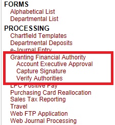 Granting Financial Authority (GFA)